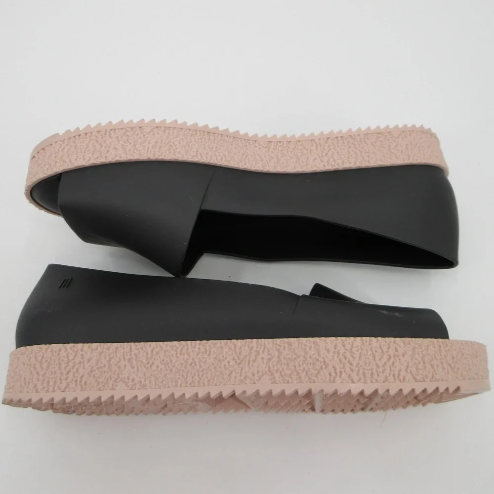 Melissa Hotness Women 10 Black Pink Platform Peep Toe Jelly Sandals Flatform